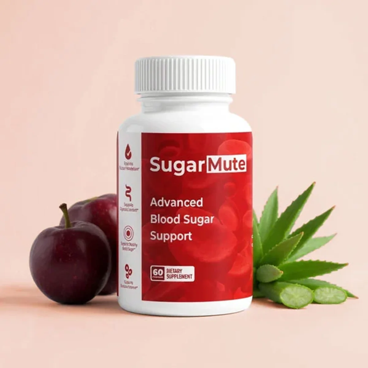 SugarMute Blood Sugar Supplement Bottle (Front Label)